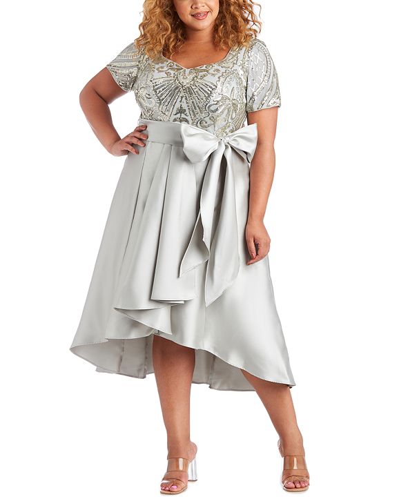 r&m richards plus size sleeveless beaded gown