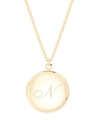 14K Gold Plated Isla Initial Long Locket Necklace