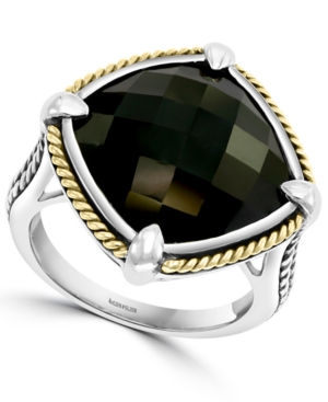 image of Effy Onyx (15mm) Statement Ring in Sterling Silver & 18k Gold