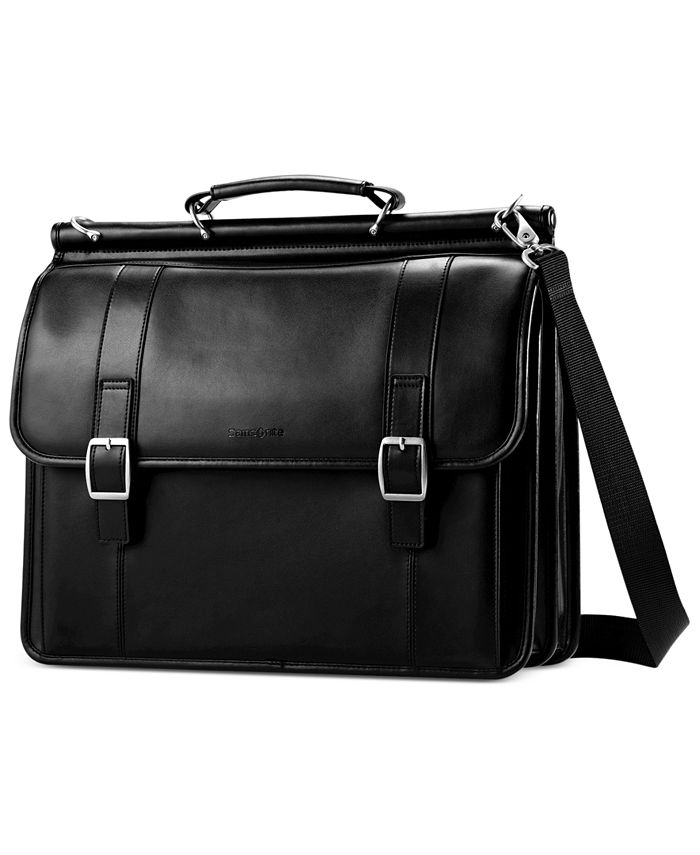 Samsonite Leather Dowel Flapover Laptop Briefcase - Macy's