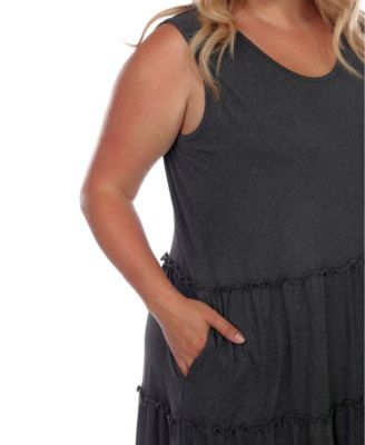 Plus Size Scoop Neck Tiered Midi Dress