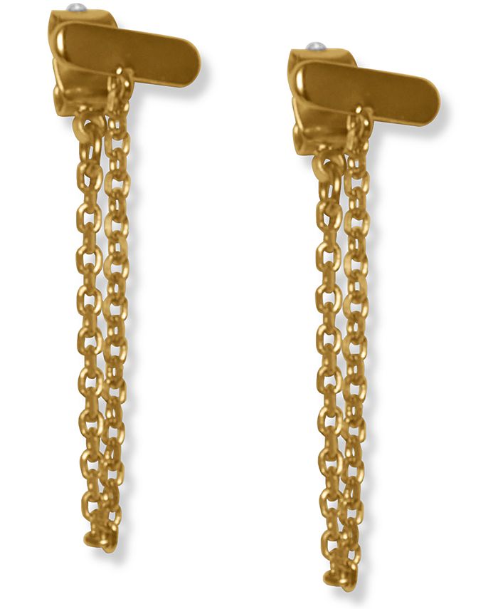 Lucky Brand Gold Tone Bar Chain Front and Back Earrings Macy s