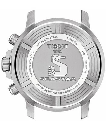 Tissot - Men's Swiss Chronograph Seastar 1000 Black Silicone Strap Watch 45.5mm