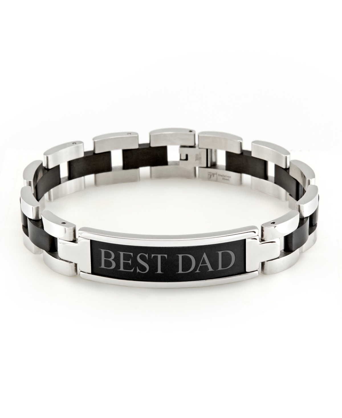 Eve's Jewelry Men's Engravable "Best Dad" Steel Id Bracelet