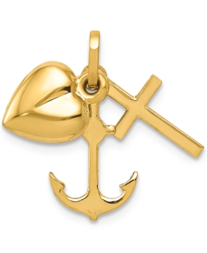 image of Heart, Cross & Anchor Charm Pendant in 14k Gold