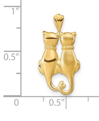 Twin Cats Charm Pendant in 14k Yellow Gold