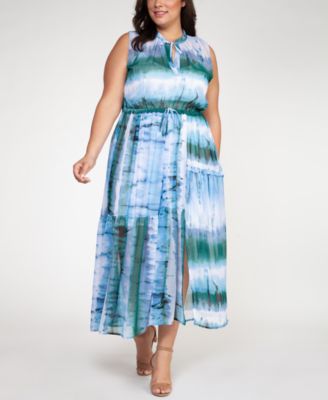 Black Tape - Plus Size Tie-Dyed Maxi Dress