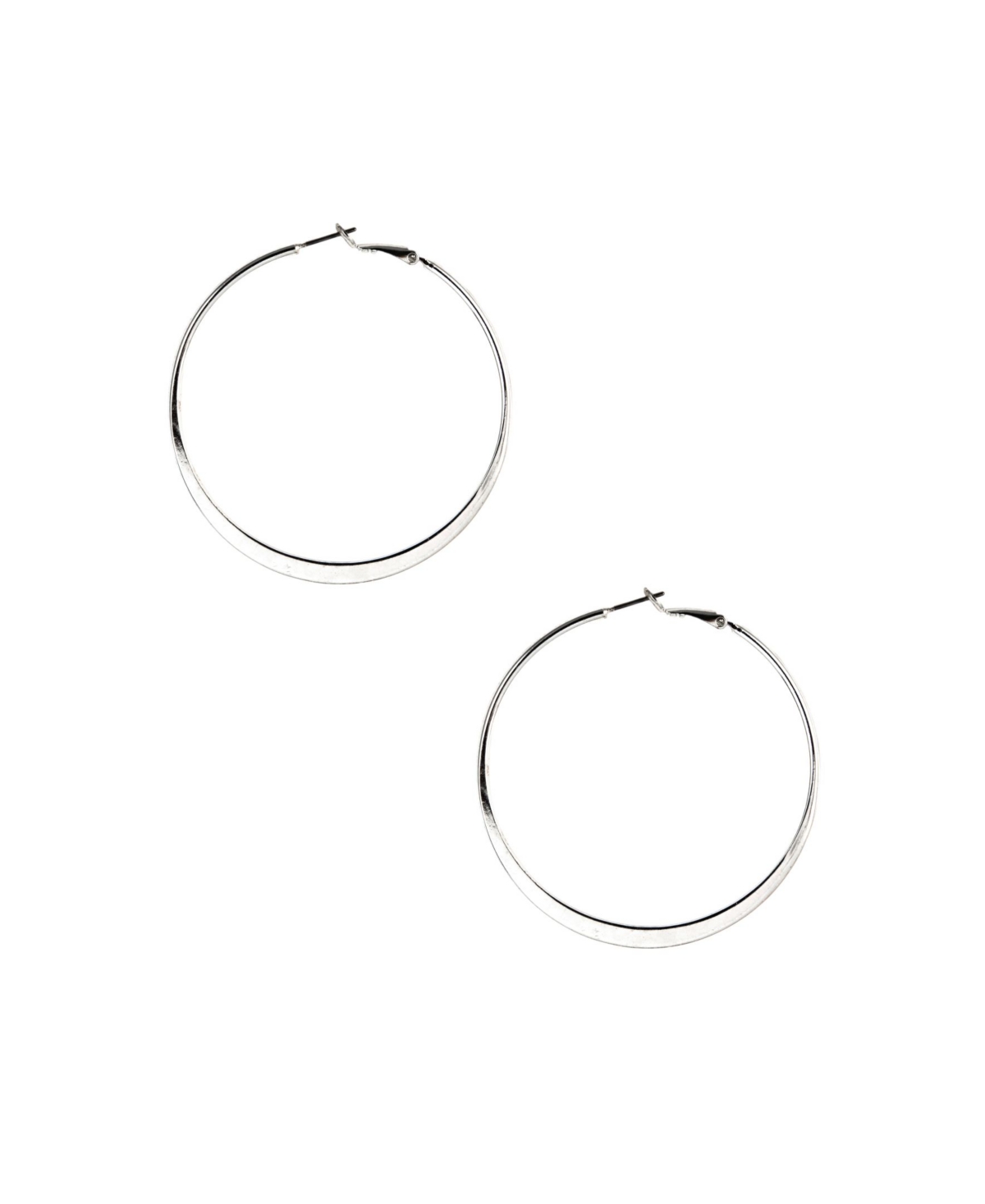 Large Flat Hoop Earring - Silver-tone