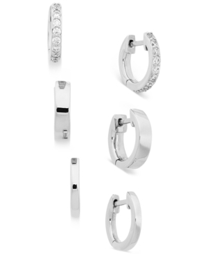 image of Ava Nadri 3-Pc. Set Cubic Zirconia Huggie Hoop Earrings