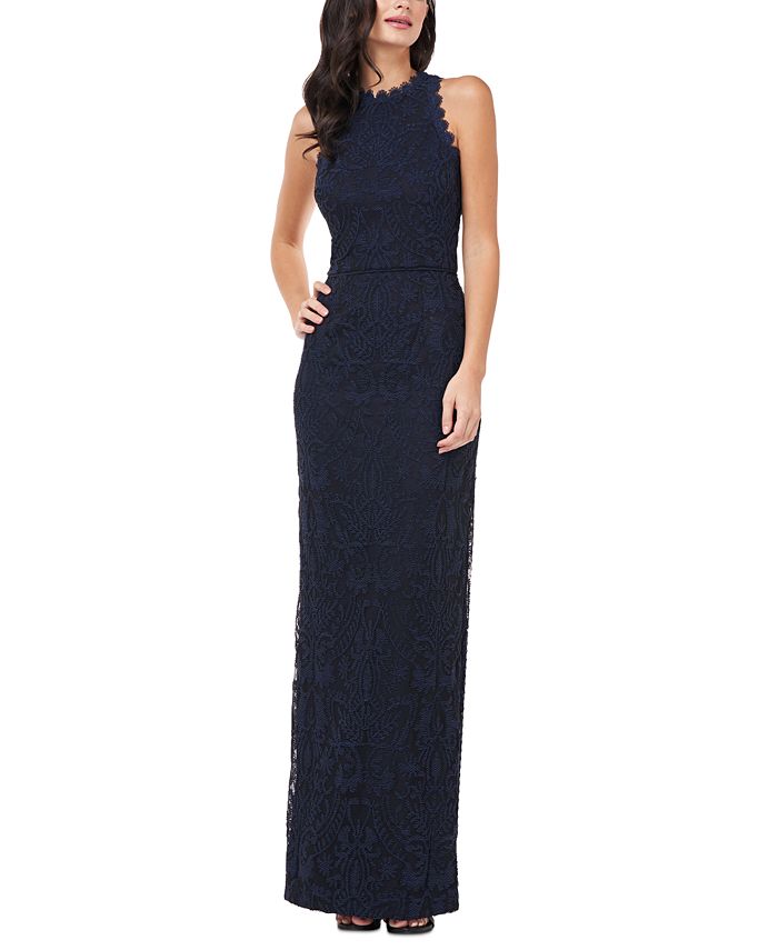 js collections scalloped embroidered gown