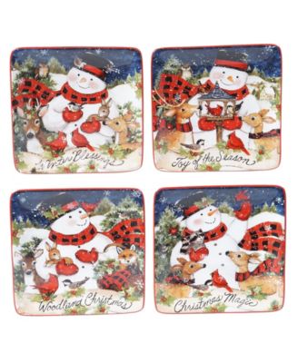 Magic of Christmas Snowman 4 Piece Canape Plate