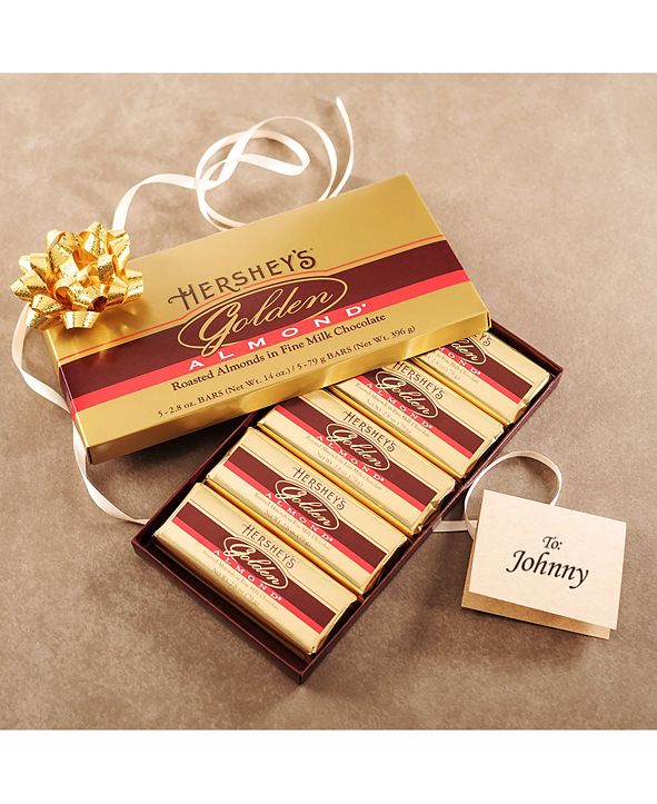 Hershey's Golden Almond Chocolate Bar Gift Box, 5 Count, 2.8 oz Bars