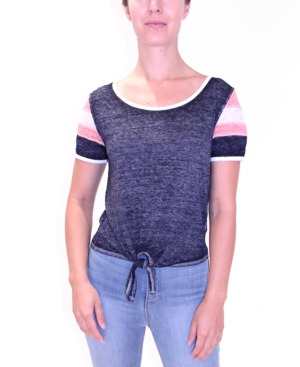 image of Crave Fame Juniors- Burn-Out Tie-Front Top
