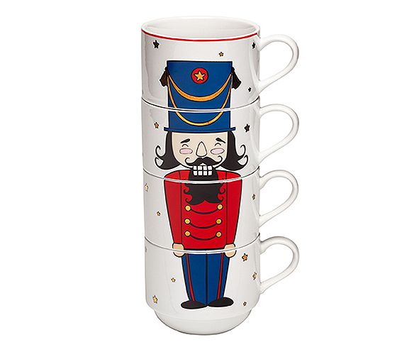 The Cellar Holiday Cheer Nutcracker Stackable Mugs, Set of 4, Created