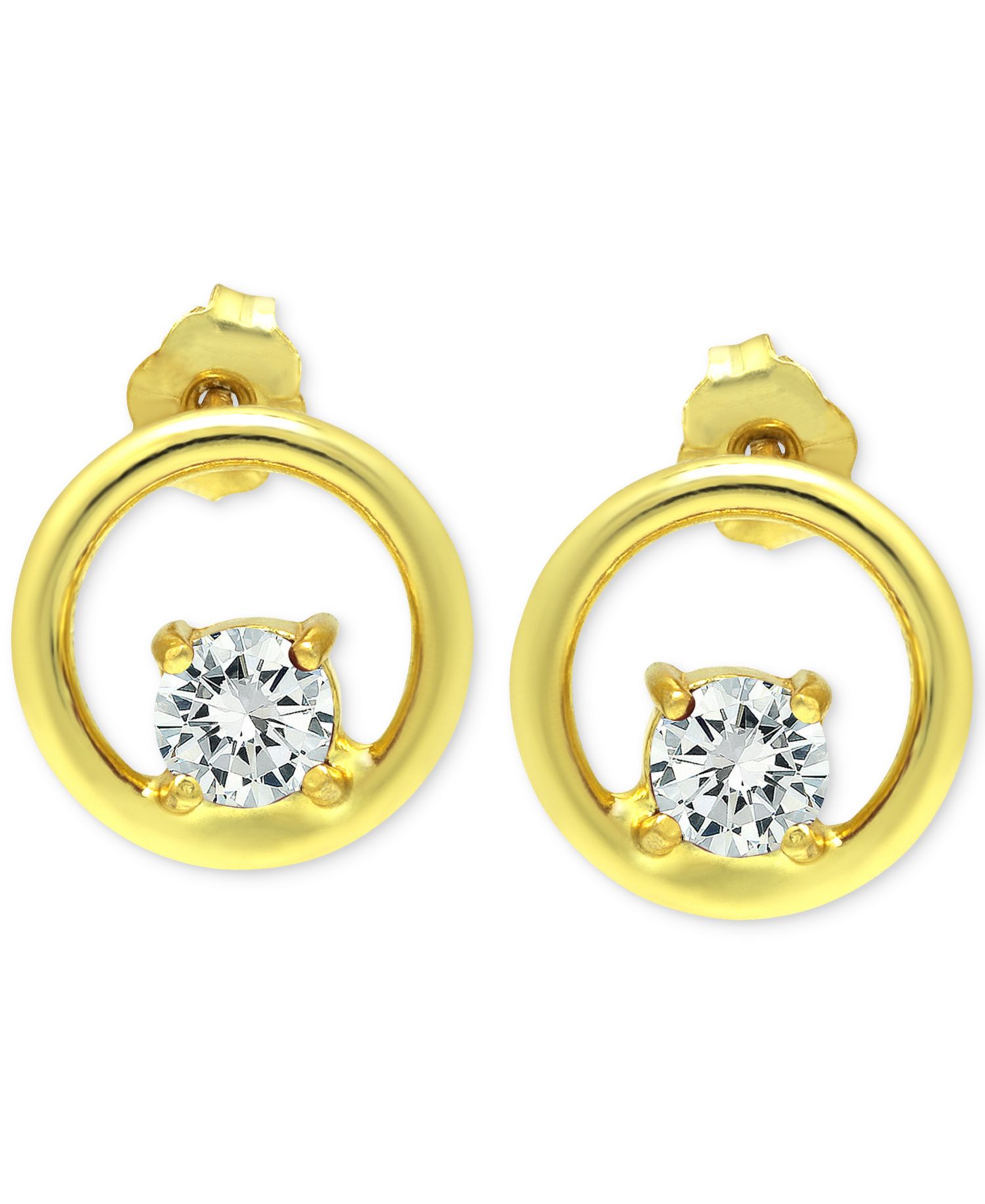 Cubic Zirconia Circle Stud Earrings