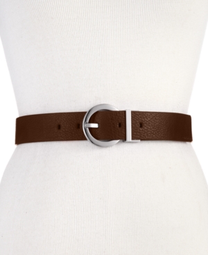 CALVIN KLEIN REVERSIBLE ROUND-BUCKLE BELT, CREATED FOR MACY'S
