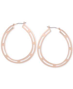 image of Guess Gold-Tone Cut-Out Oval Hoop Earrings