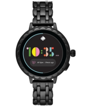 image of Kate Spade New York Women-s Scallop 2 Black Ion-Plated Stainless Steel Bracelet Touchscreen Smart Watch 41mm, Powered by Wear Os by Google