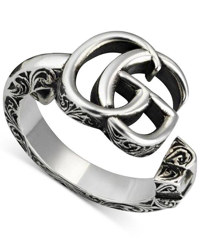 Gucci Double G Filigree Cuff Ring in Sterling Silver - Macy's