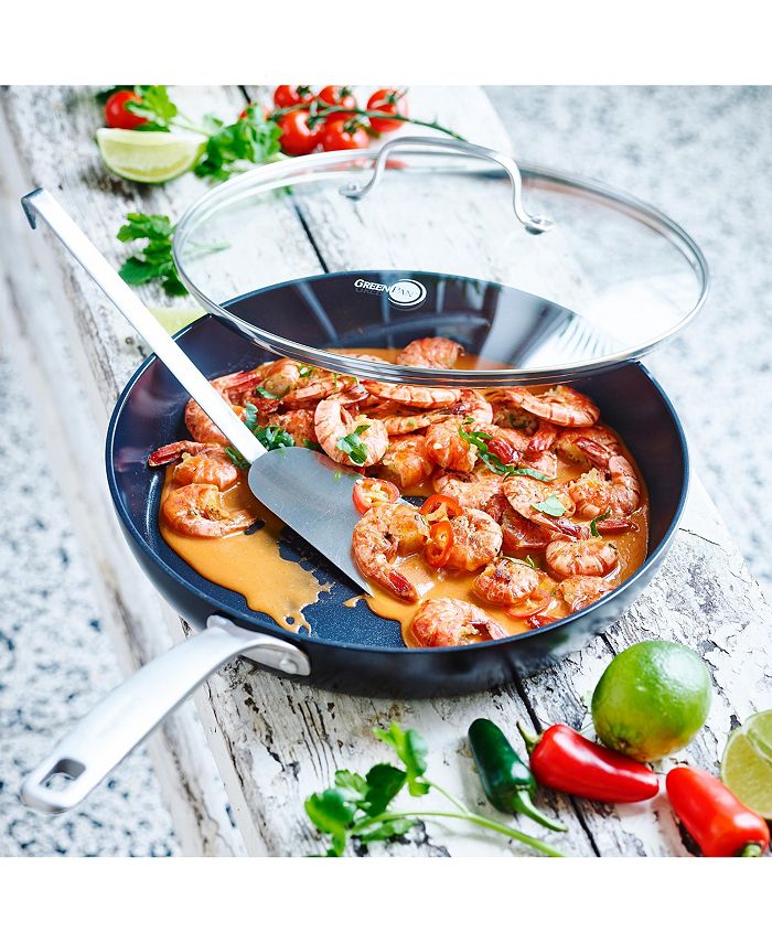 GreenPan SearSmart™ Healthy Ceramic Nonstick 12" Fry Pan with Lid Macy's