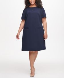 Plus Size Hardware-Sleeve Shift Dress