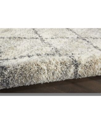 Oslo Shag OSL01 Ivory and Gray 4' x 6' Area Rug