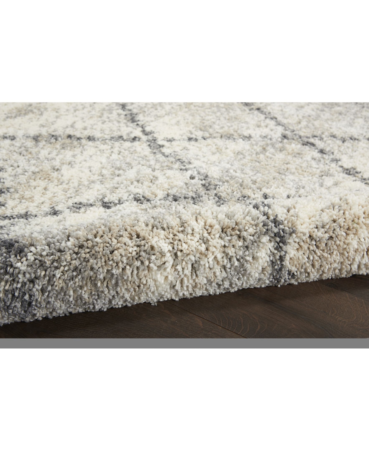 Nourison Home Oslo Shag OSL01and Gray Area Rug - Ivory/Gray