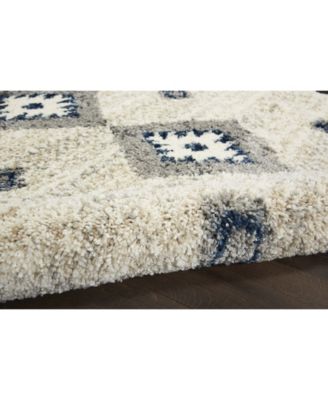 Nourison Home Oslo Shag Osl03 Ivory Blue Rug In Neutral