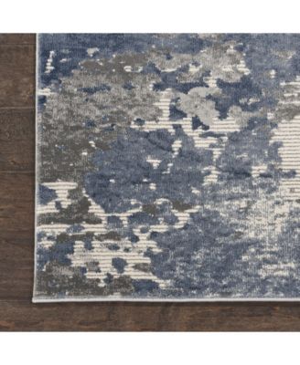 Rustic Textures RUS08 Gray and Blue Rug