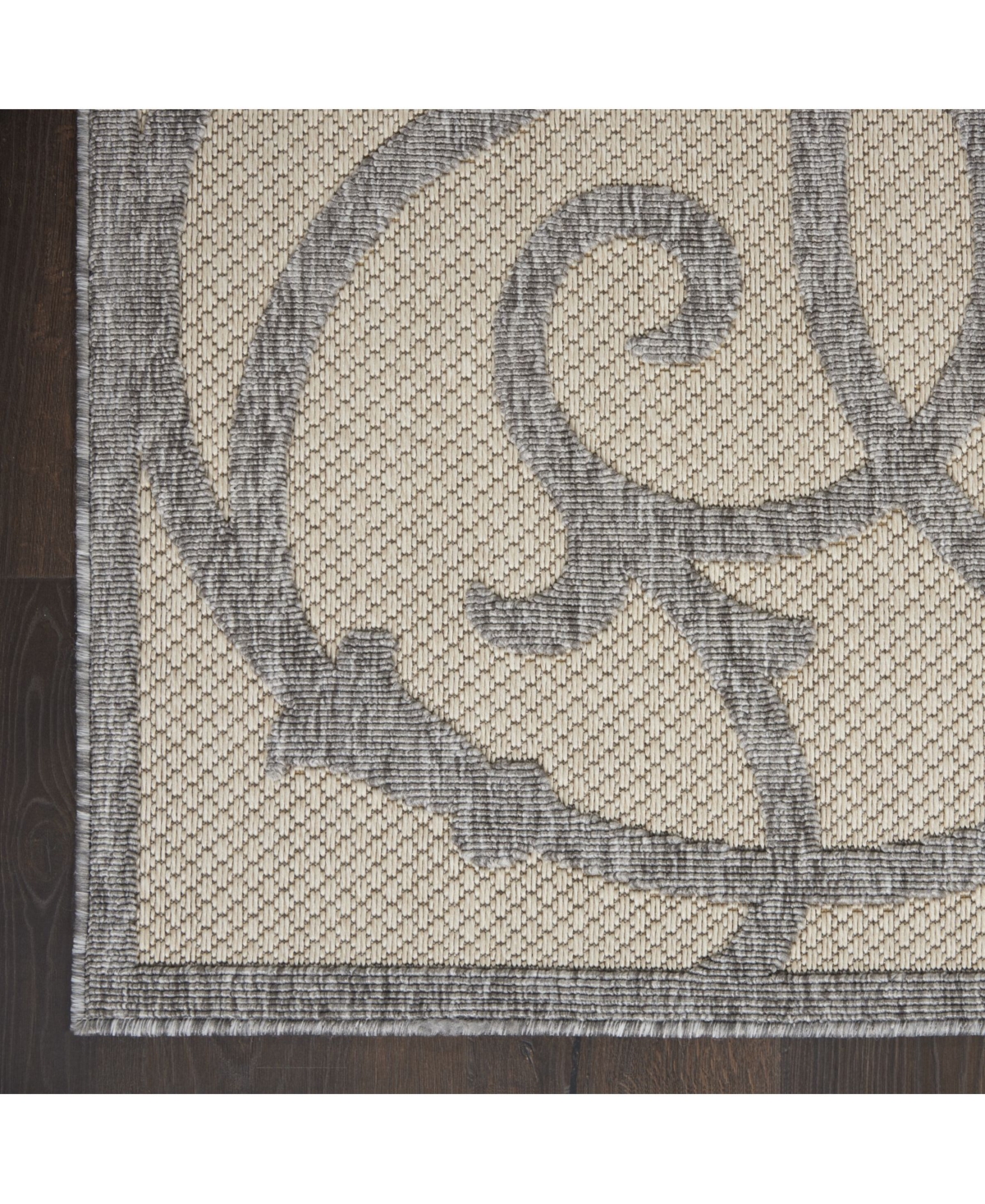 Nourison Home Cozumel CZM04and Gray Outdoor Area Rug - Cream/Gray