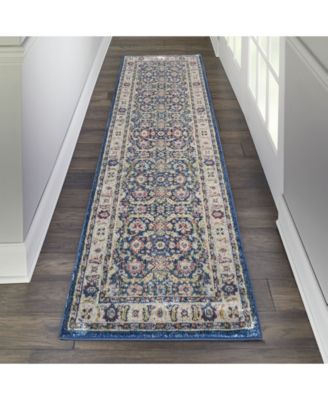 Ankara Global ANR13 Navy and Multi 2' x 6' Runner Rug