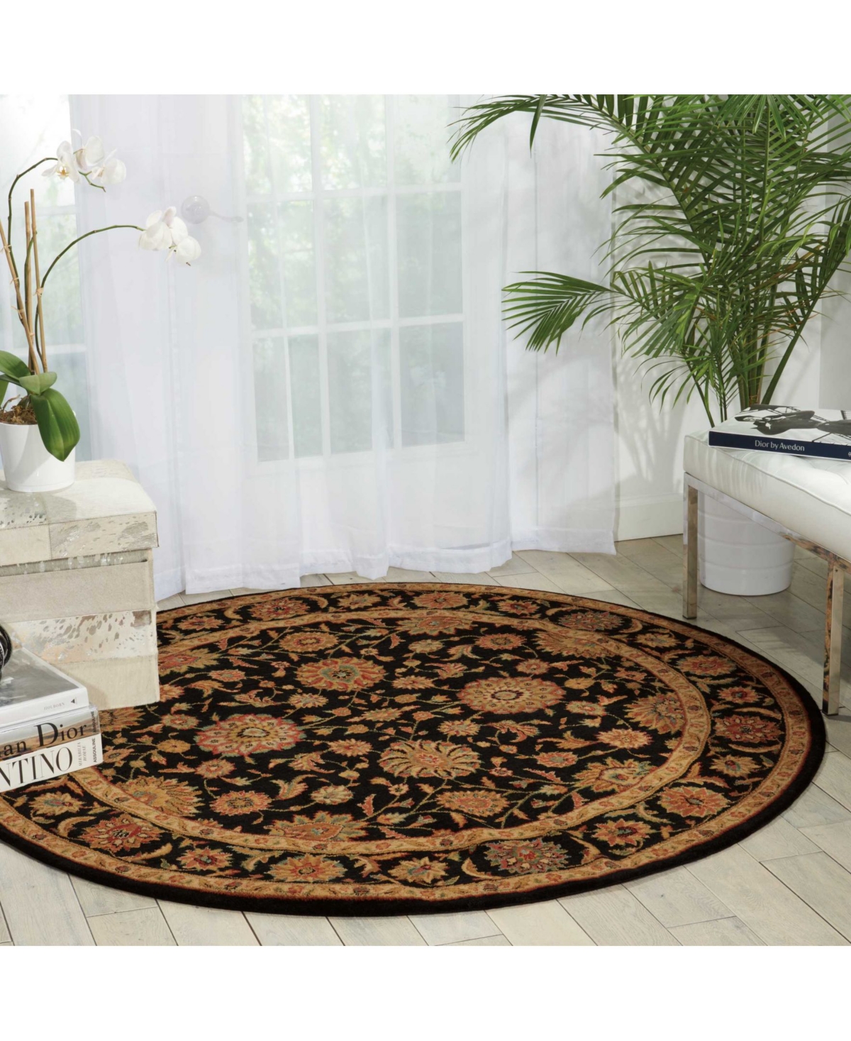 Nourison Home Living Treasures LI05 Black 7'10" Round Rug