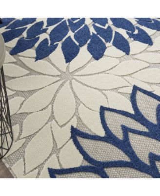 Aloha ALH05 Ivory and Navy 7'10" x 10'6" Outdoor Area Rug