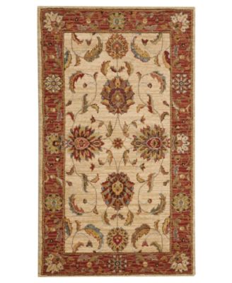 Living Treasures LI04 Ivory and Red Rug