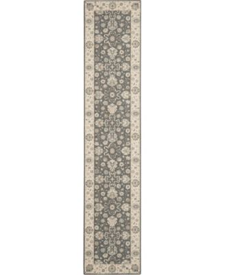 Living Treasures LI16 Gray and Ivory 2'6" x 12' Runner Rug