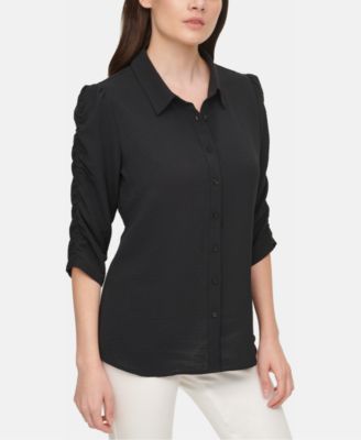 Calvin Klein - Ruched-Sleeve Shirt