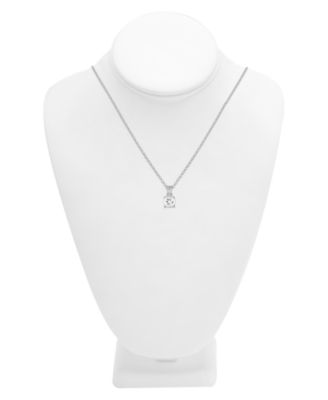 Cubic Zirconia Solitaire Pendant Necklace, 16" + 2" extender in Gold Plate