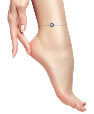 Cubic Zirconia Evil Eye Ankle Bracelet in Sterling Silver, Created for Macy's