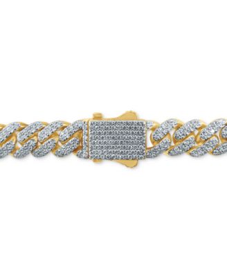 Men's Diamond (3 ct. t.w.) Cuban Link Bracelet in 10K Yellow Gold