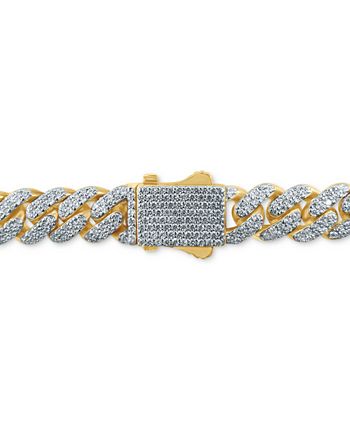 Macy's - Men's Diamond (3 ct. t.w.) Cuban Link Bracelet in 10K Yellow Gold