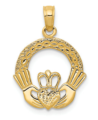 Macy's Claddagh Charm Pendant in 14K Yellow Gold & Reviews - Jewelry ...
