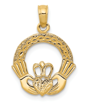 image of Claddagh Charm Pendant in 14K Yellow Gold