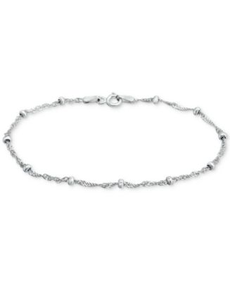 Giani Bernini Sterling Silver Bracelet, 7-1/4" Singapore Small Beaded Chain - Macy's 