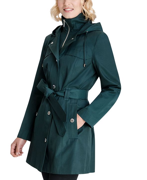 London Fog Hooded Bibbed Belted WaterResistant Raincoat & Reviews
