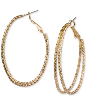 image of Charter Club Gold-Tone Textured Double-Row Hoop Earrings, Created for Macy-s