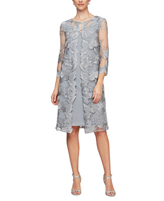 Alex Evenings Petite Layered-Look Embroidered Jacket Dress & Reviews ...