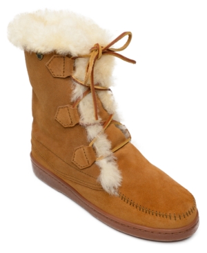 image of Minnetonka Women-s Juniper Sheepskin Lace-Up Boots Women-s Shoes