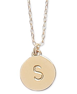 image of Kate Spade New York Gold-Tone Initial Disc Pendant Necklace, 17