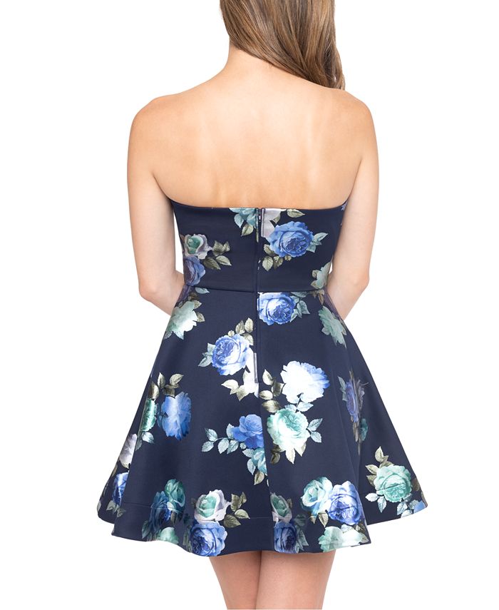 B Darlin Juniors' Strapless Floral-Print A-Line Dress & Reviews ...