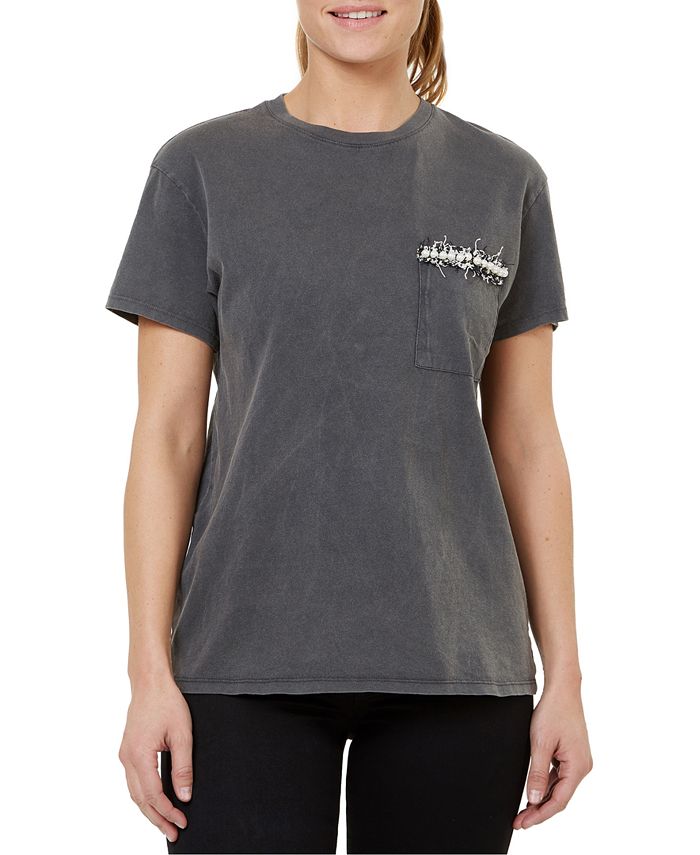 Numero Brocade-Trimmed Cotton T-Shirt - Macy's